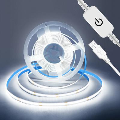 Striscia LED USB da 1M-5M 5V 320LED/M COB Sensore tattile Lampada dimmerabile Nastro Fai da te TV Specchio Retroilluminazione Cucina Stanza Illuminazione notturna