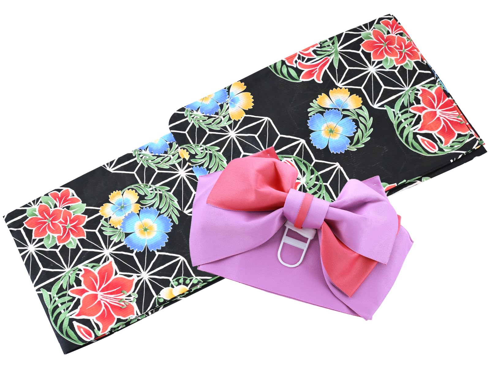 

[SAKIKU-EN] A luxurious, uniquely woven, ready-made yukata with an easy-to-use obi (2-piece set) - pattern chosen at random, color selection