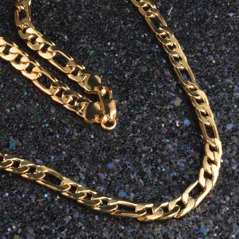Luxury Classic 8MM sideways chain 18K gold fine Copper Necklace for Men woman fashion wedding party Jewelrys Gifts