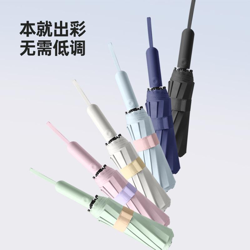 Fully automatic anti-rebound umbrella, safe section, large double color glue fabric, strong and durable umbrella