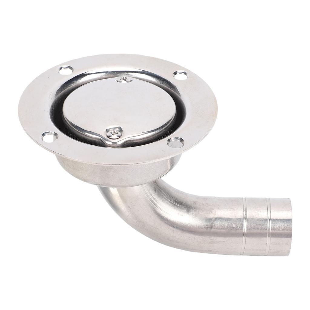 Boat Bend Floor Drain 3 Inch Stainless Steel Round Shape 90 degrees Marine Deck Drain Scupper with Filter 1 Inch