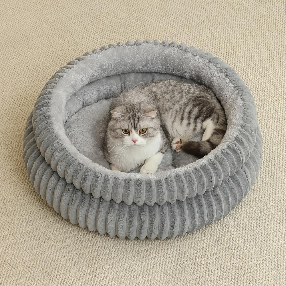 Round Cute Cat Bed for Large Dog Bed Pet Basket Cozy Cat House Super Soft Pet Bed Plush Dog House For Medium Warm Sleep Kitten