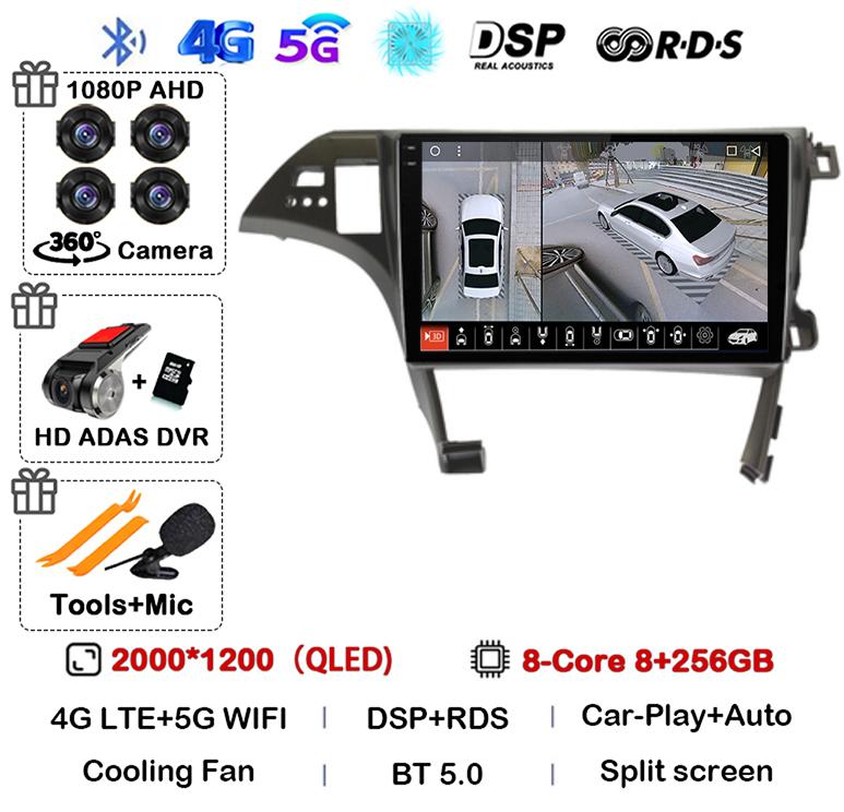 Android 14 Carplay Auto For Toyota Prius XW30 2009 2010 2011 2012 2013 2014 2015 Car Radio GPS Stereo Multimedia Player BT DSP