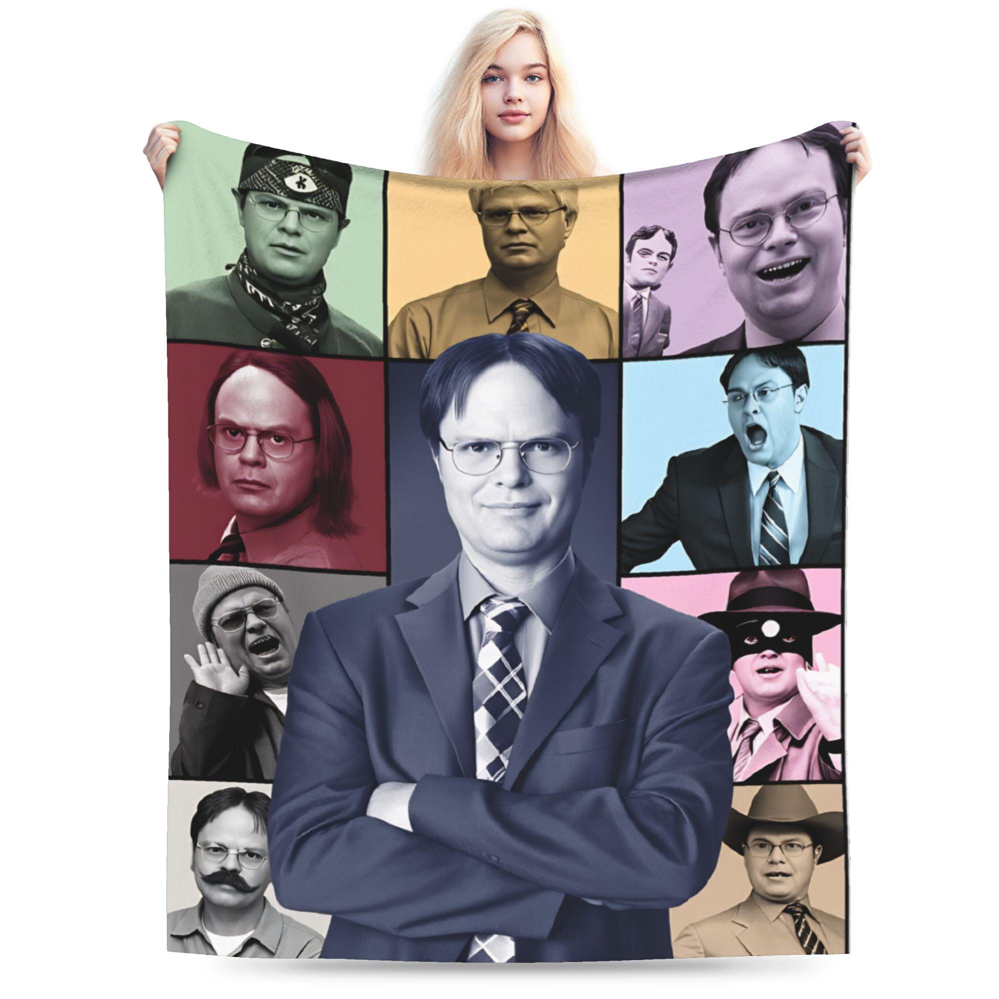 

Dwight Schrute Collage Blankets Quality Warm Soft Throw Blanket Winter Students Bedroom Graphic Bedspread 70x100cm