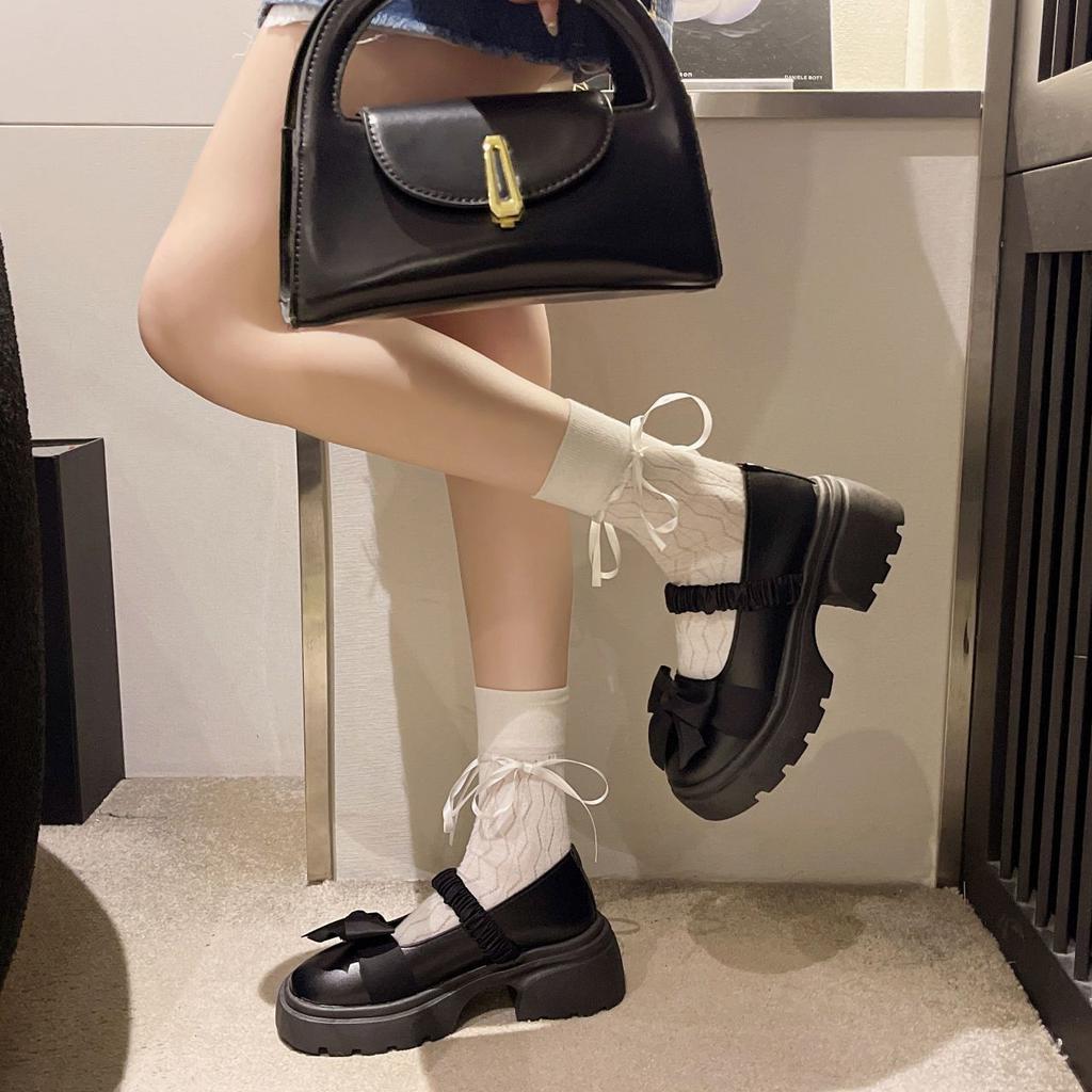 Girls French platform sweet British small single shoes versatile bow Mary Jane jk2025 summer and autumn new