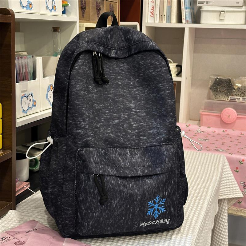 Embroidery Student Schoolbag Large Capacity Campus Backpack чёрный
