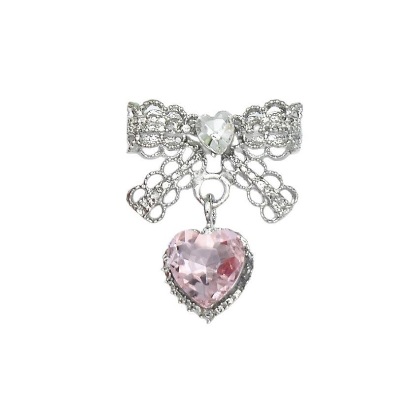 Nail Art Pendant Charms 10Pcs Bow Love Heart Tassel Style Shiny Gems for Home Salon Manicure Decor