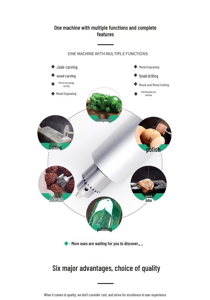 Mini Electric Grinder & Engraver for Jade/Wood Carving and Polishing