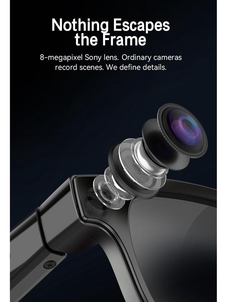 KI-Smart-Brille mit 8MP Kamera, Bluetooth-Musik, Anrufannahme & Übersetzung