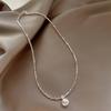 Broken silver pearl necklace Korean temperament simple design sense collarbone chain versatile necklace women