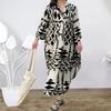 Boho Print Long Dress for Women High V-neck Long Sleeve Button Down Long Dress Patchwork Casual Fashion Dress Breathable Lightweight Comfy Plus Dress