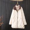 Mid-length Auspicious Cloud down jacket for women, new winter white duck down jacket, stand collar, loose duck down jacket