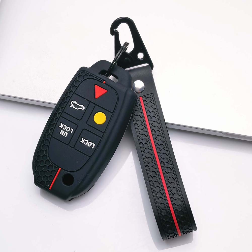 Key Fob Cover for Volvo XC90 XC70 S60 S80 V70 with Keychain Anti-Scratch Guard Shockproof Protection Soft Grip Texture Responsive Button Touch