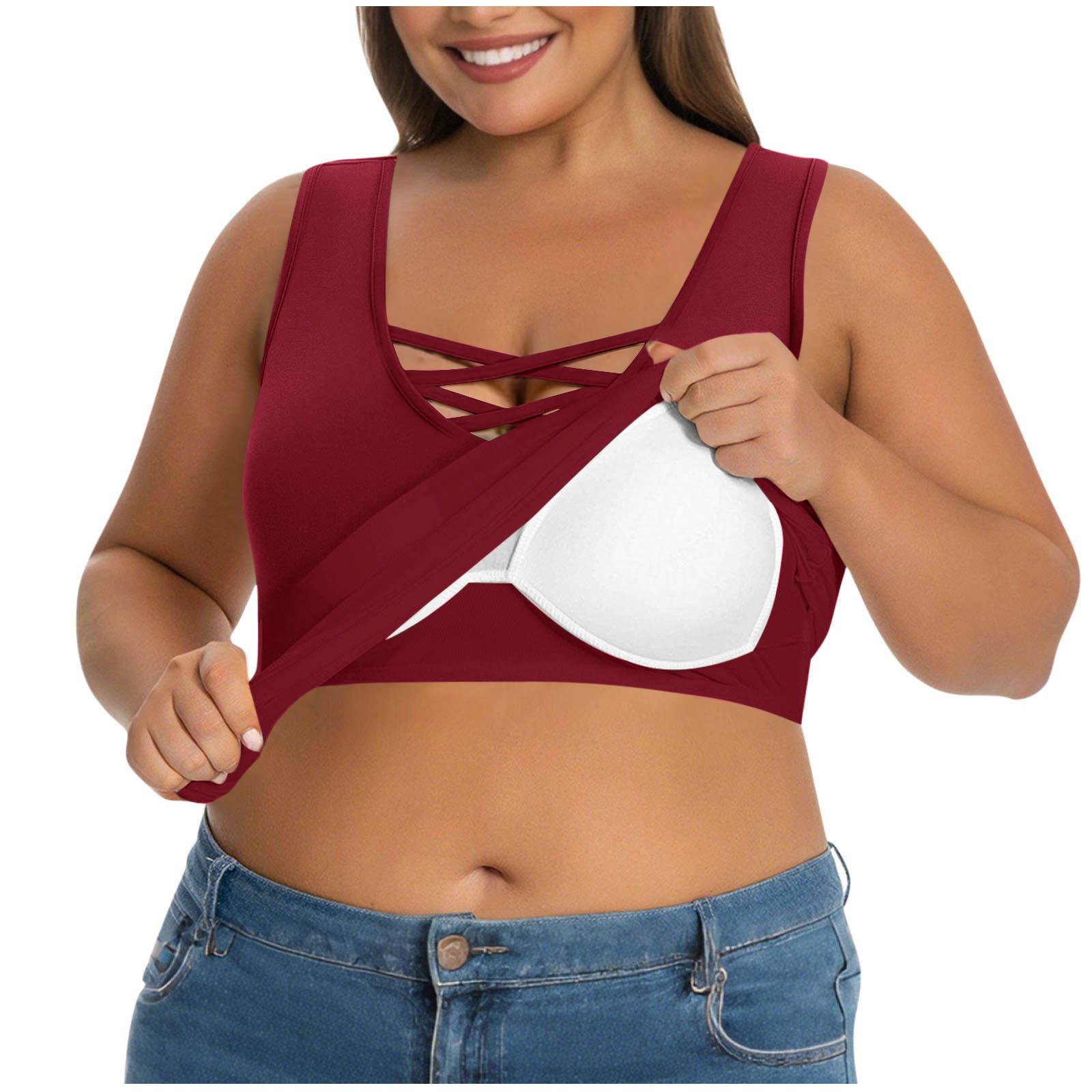 

Женский топ-жилет с перекрестными лямками на грудь без косточек, с чашечками, цельный, для ношения поверх одежды, большого размера XXXL винный