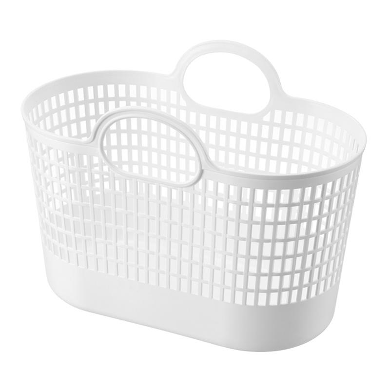 

Бытовая пластиковая корзина прямоугольная корзина для овощей переносная большой вместимости корзина для покупок в супермаркете ручная корзина для ванной Size S white