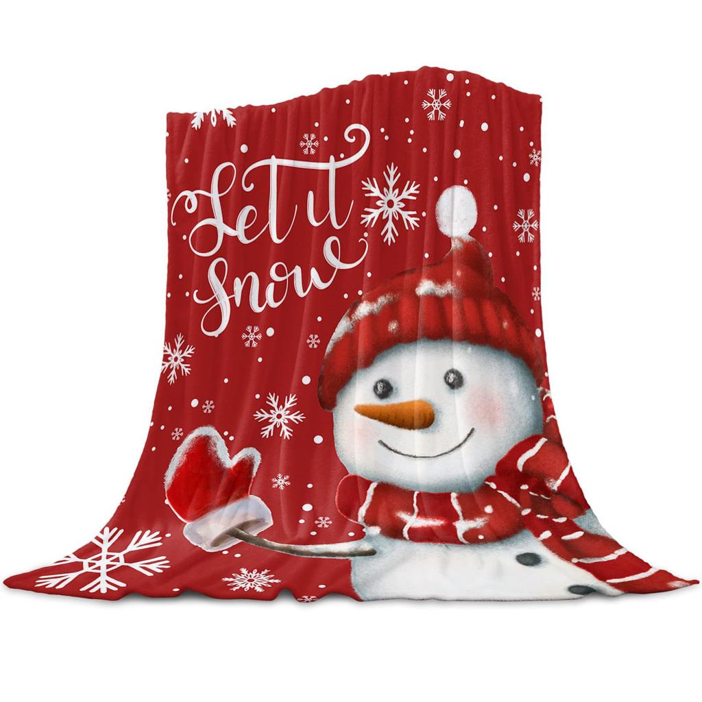 Christmas Snowman Series Digital-printed Polyester Bedroom Velvet Flannel Cover Blanket Fleece Soft Sofa Cover Blankets for Beds
