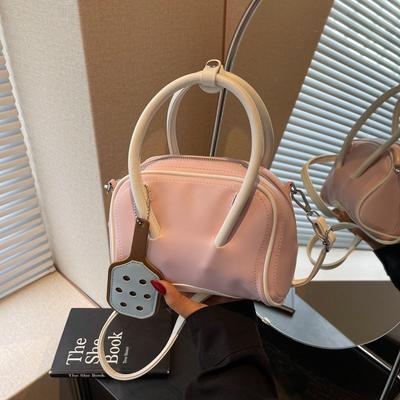 Handtrage Bowlingtasche Damen Neu Trendig Mode Kontrastfarbe Kissen Tasche Ein Schulter Umhängetasche