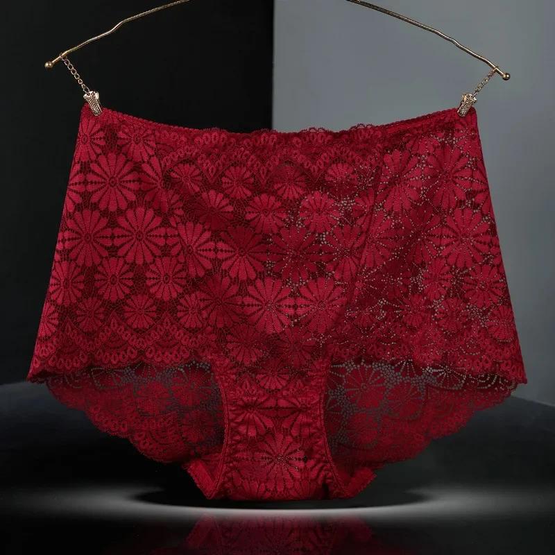 underwear women High-waisted sexy lingerie women hollowed-out lace plus size panties briefs ropa interior femenina ropa mujer