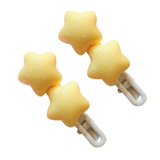 2Pcs Girl Hairpins Candy Color Star Decor Hair Clips Non-Harmful Design Smooth Edges Moderate Clamping Force Hairpin Hair Accessories