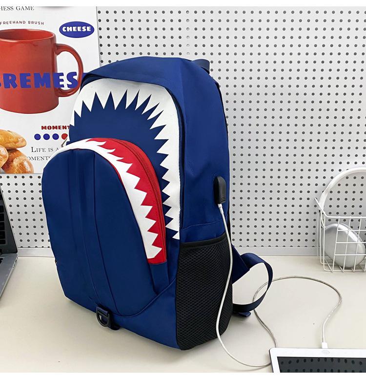 Shark Luminous Funny Backpack: Trendy, Versatile, Large-Capacity School and Travel Bag