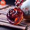 Hi Amber Bienenwachs handpolierter baltischer Blutperlen-Rosen-Anhänger, Herren- und Damen-Pullover-Kettenanhänger
