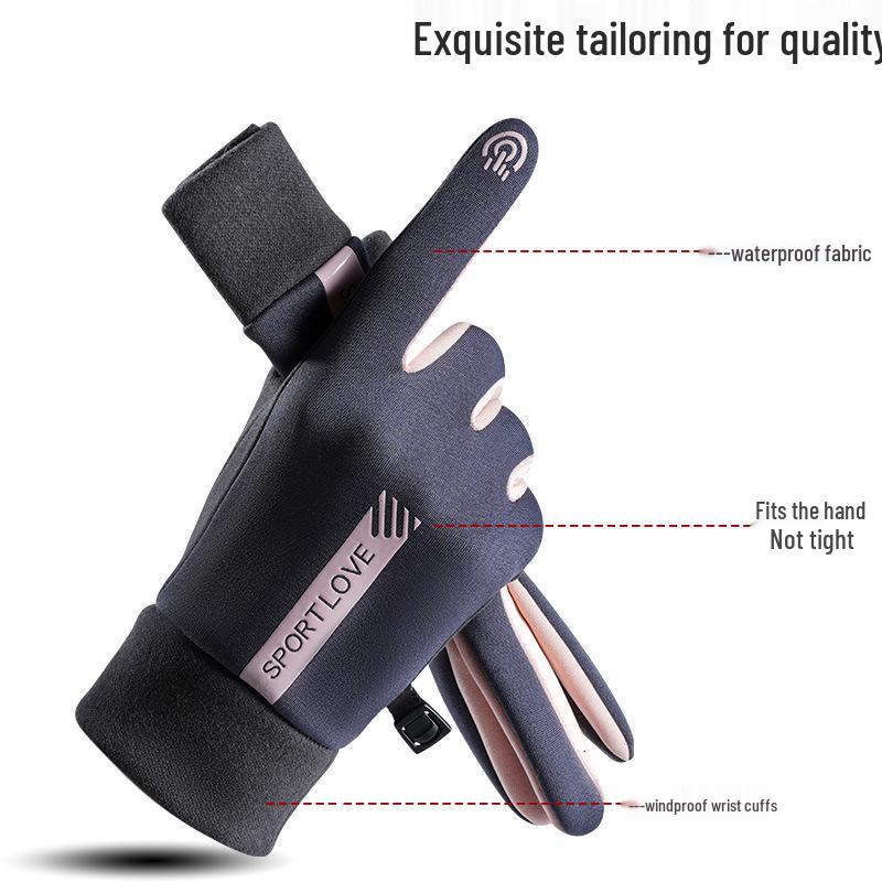 Breathable, Thickened Fleece-Lined Touchscreen Cycling Gloves - Non-Slip, UV Protection for Outdoor Autumn and Winter Sports