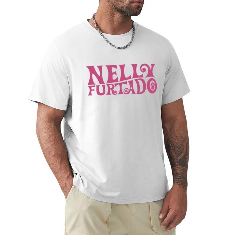 Black T-shirt Men Nelly Furtado - Pink Logo - Whoa Nelly! Folklore Loose T-Shirt Tops Graphics T Shirt Men Summer Tshirt