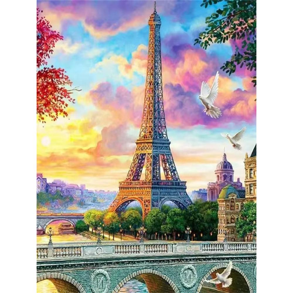 DIY Diamond Painting Iron Tower Cross Stitch Kit Mosaic Art Diamond Painting Full Circle Diamond Home Decoration