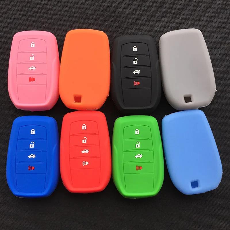 Custodia guscio in silicone per chiave auto Per Toyota Land Cruiser 4000 LC200 Camry Riez Rav4 Prado Innova chiave a 4 pulsanti Accessori
