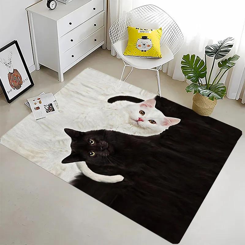 Funny Cat 3D Printing Large Area Carpets for Home Living Room Children's Bedroom Sofa Doormat Kitchen Floor Rugs Anti-slipDecor