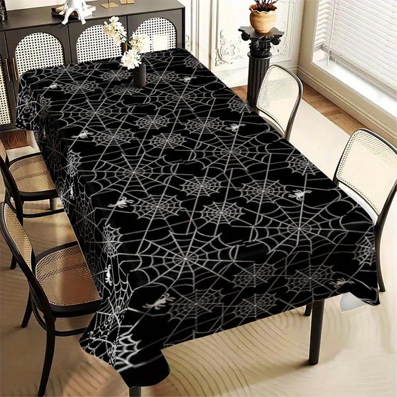 Halloween Black Rectangle Tablecloth for Tables Decor Kitchen Dining Waterproof Party Picnic Table Cloth Halloween Decorations