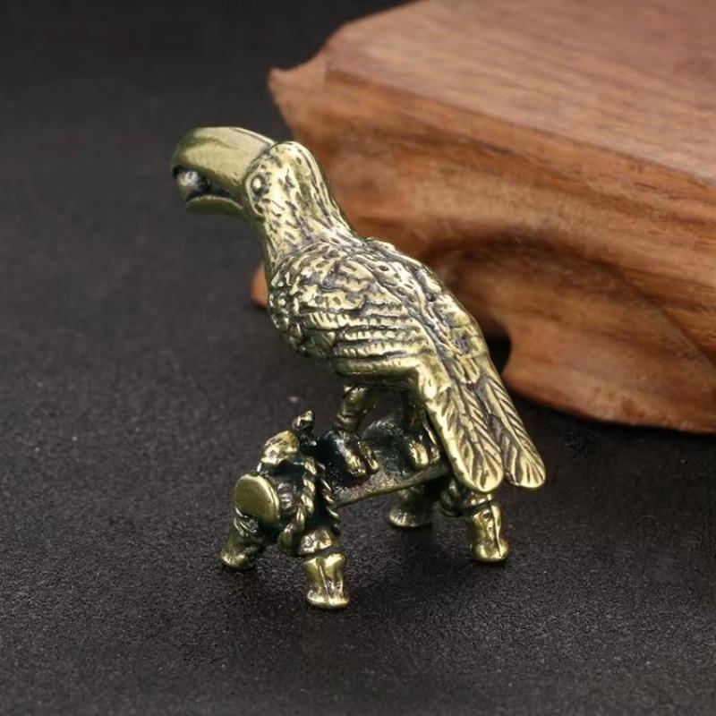 Heimdekoration Handwerk Sammlungen Retro Messing Papagei Kleine Statue Schreibtisch Ornament Simulation Vogel Tierfiguren Räucherstäbchenhalter