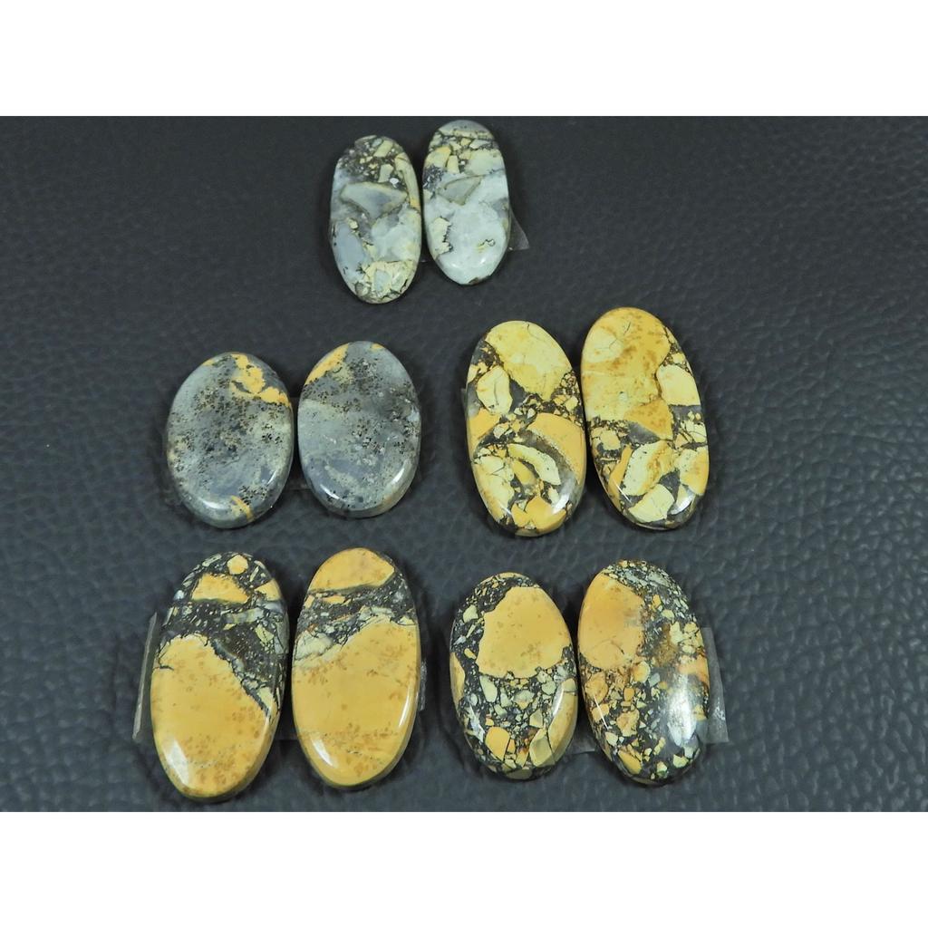 13X20-13X28MM Natural Maligano Jasper Oval Cabochon Loose Gemstone 5Pair Lot C-3946