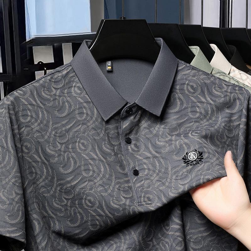 Camisa Polo Masculina Manga Curta Gola Lapela Roupa Média e Superior Camiseta Base