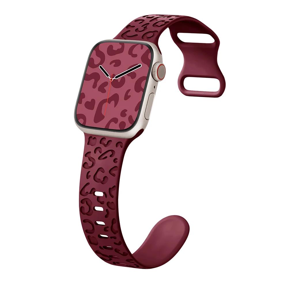 Silicone Strap For Apple Watch 10 9 8 7 45mm 41mm 42mm 46mm Ultra 2 49mm Leopard Print Bracelet Wristband iWatch 6 5 4 SE Correa