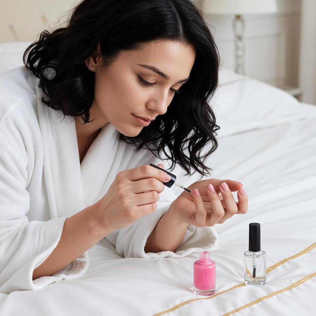 2 Pcs Empty Fingernail Polish Bottles Empty Nail Polish Bottles with Brush 15ML Glass Bottle with Cap Funnel Mixing Balls Clear Nail Polishes