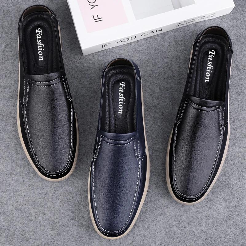 New Minimalist Design Handmade Genuine Leather Mens Comfort Loafers Casual for Men Hot Sale Office Dating Genuine Leather Shoes