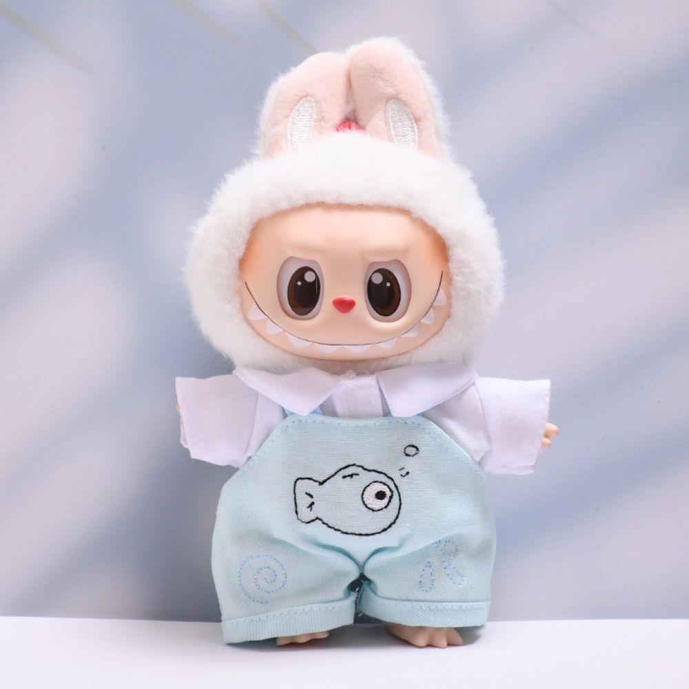 Handmade Sitting Labubu Time Cloth 17cm Plush Dolls Clothes  Kids Girls Toys