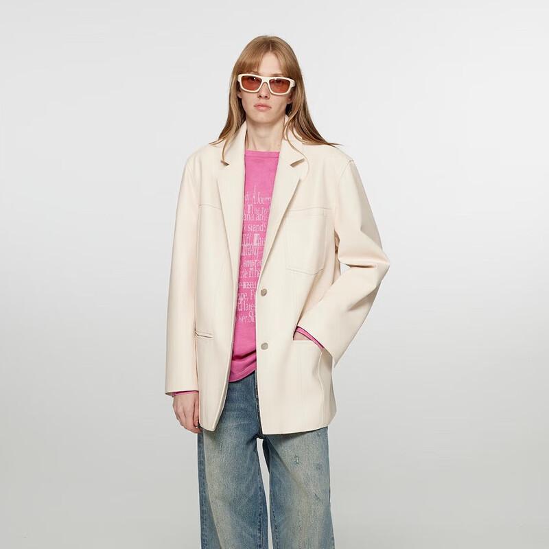 Fuzhien Premium Vintage Leather Blazer Jacket for Women