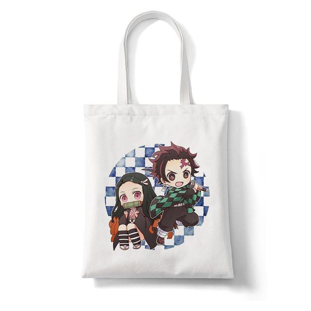 Demon Slayer Japan Anime Kimetsu No Yaiba Kamado Tanjirou Kabelky Taška cez rameno Nákupná kabelka Vysokokapacitná dámska plátená taška