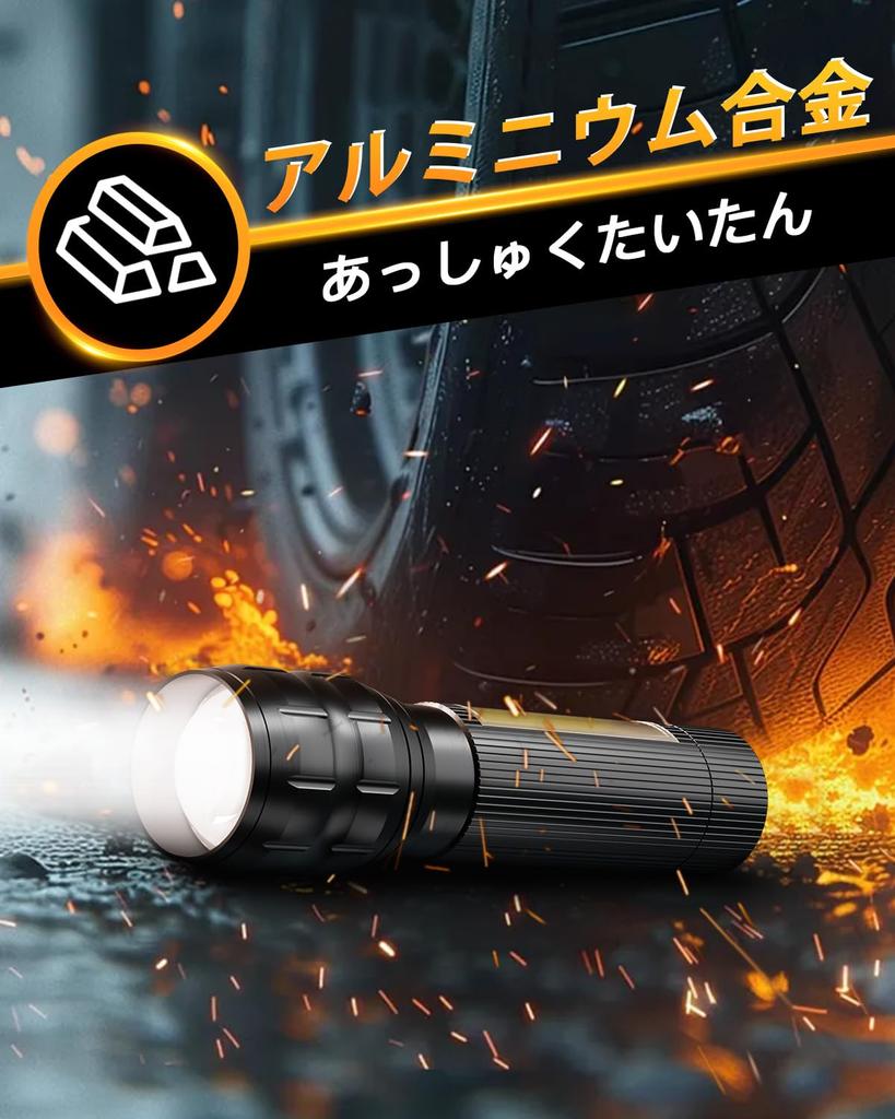 LED COB Work 3 Dimmable IPX5 Handy Flashlight for Disaster Outdoor Night and Power Outages Flashlight, Light, Type-C Rechargeable, Modes, Waterproof,