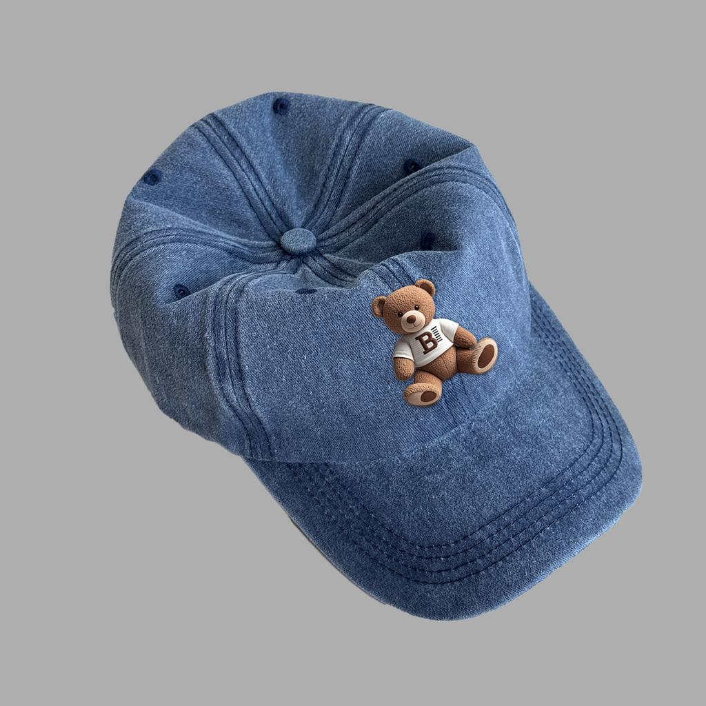 Roztomilá kšiltovka s horkou ražbou medvídka, pánská a dámská, vysokoškolský styl, sluneční klobouk, pár, univerzální kšiltovka, vlna