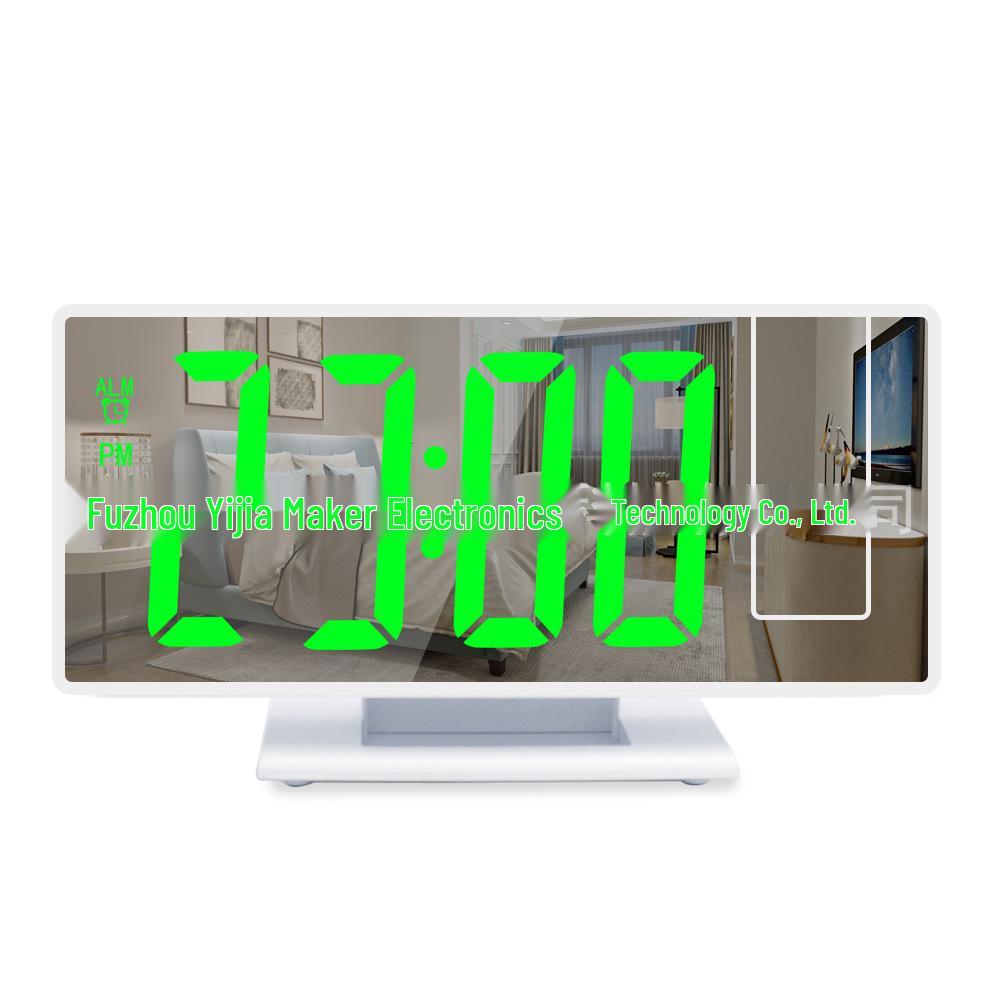 Smart Projection Alarm Clock - Large Mirror Display, Silent Snooze, Multifunctional Digital Luminous Desk Clock