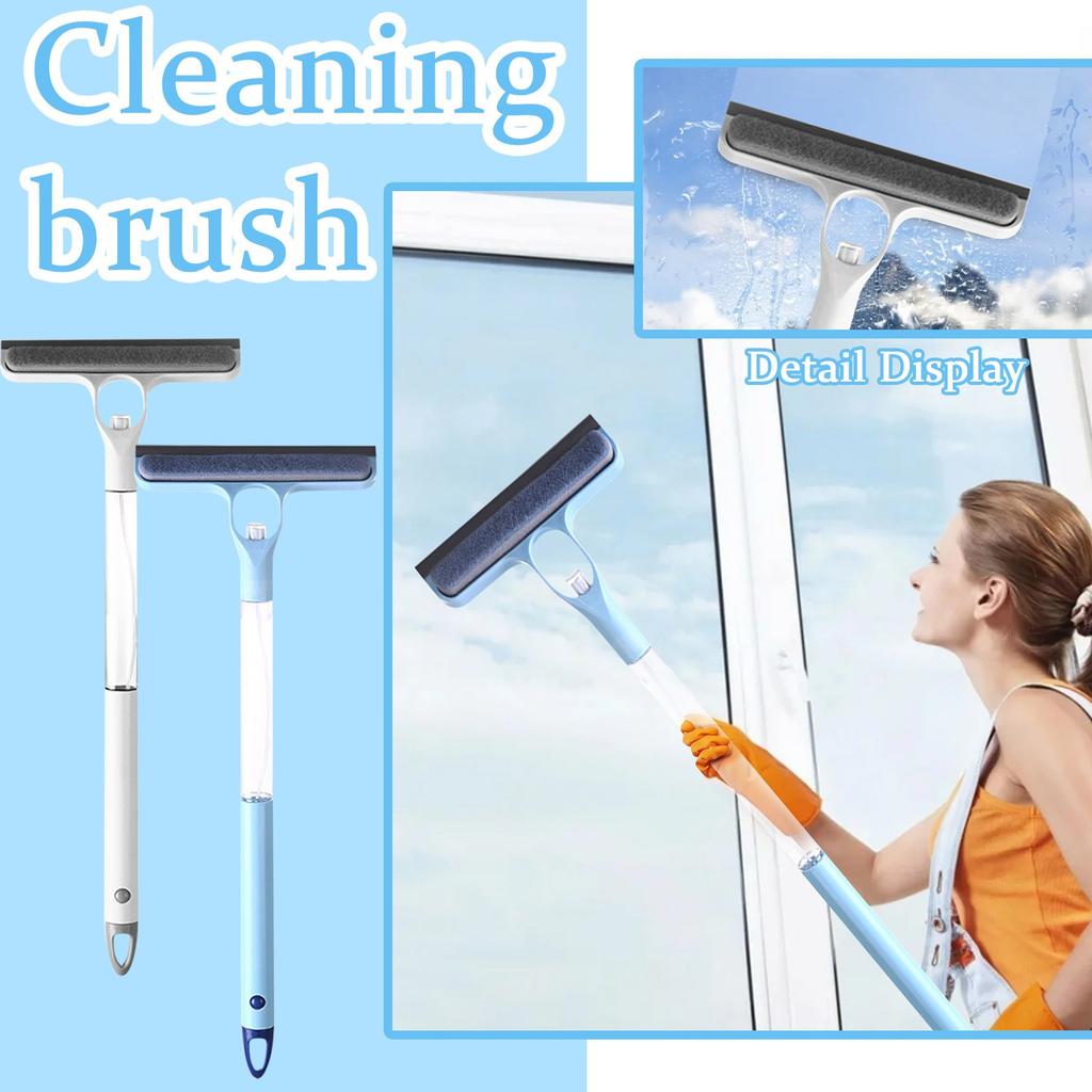 Multifunkční domácí nástroj na čištění skla pro čištění zrcadel s oboustranným kartáčováním a stěrkou