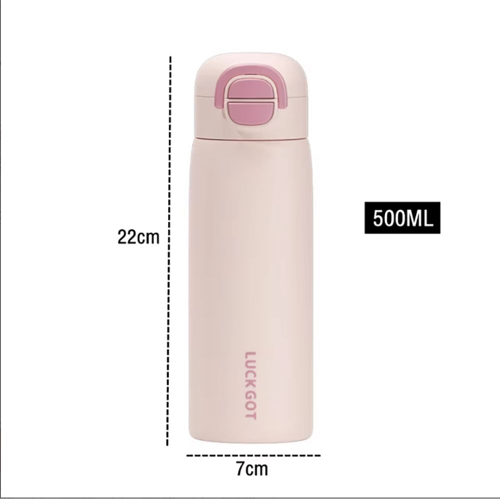 Portable 500ML Double Drink Vacuum Flasks 316 Stainless Steel With Straw Thermal Mug Leak-proof Double Drink Water Bottle Water