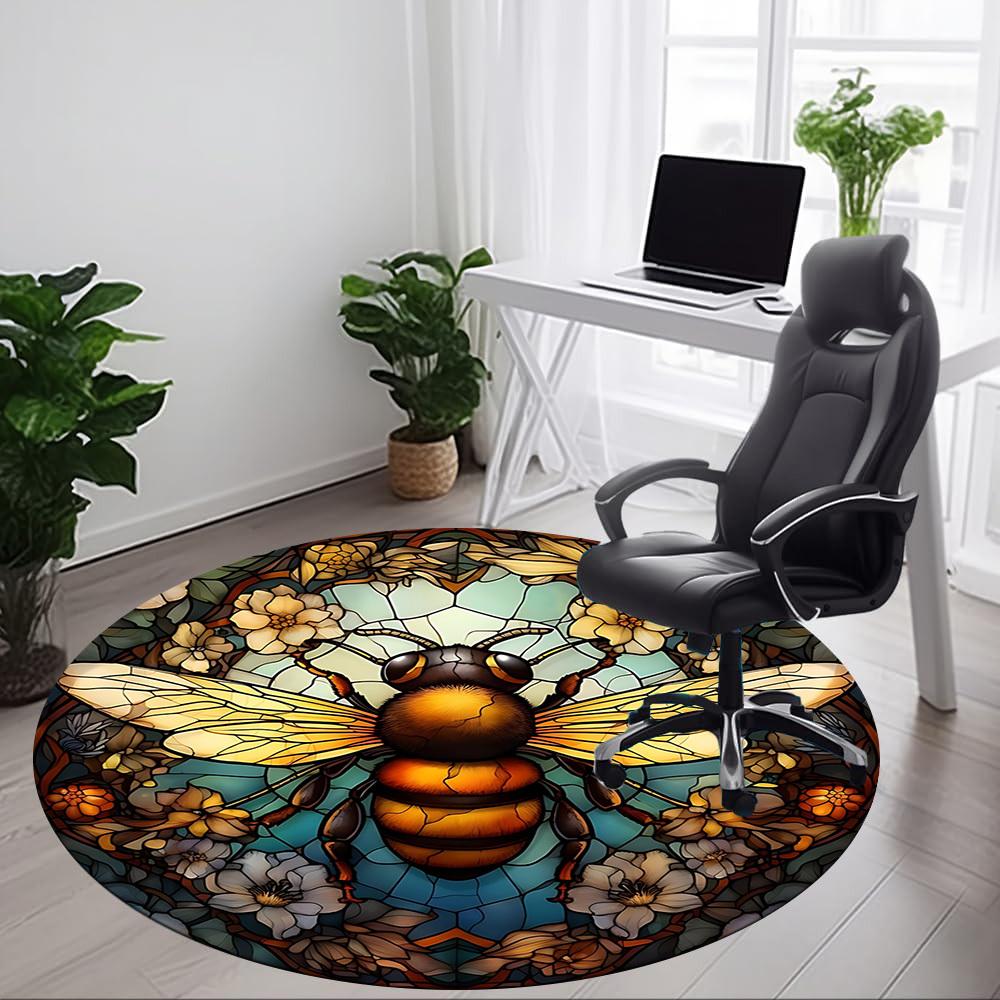 1pc Bee Stained Glass Chair Carpet for Office, Soft Comfortable Mat For Office, Living Room, Bedroom, Machine Washable Carpet yy251112198