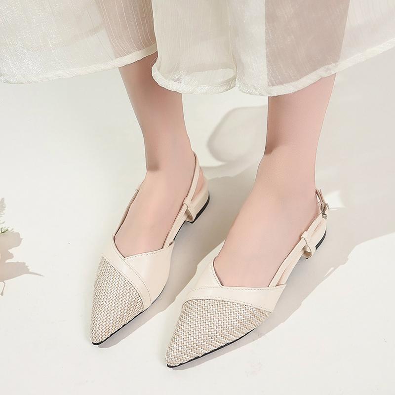 Women Sexy Chunky Heel Shoes Women Summer Pointed Toe Dress Slippers Designer  New Party Pumps Walking Femme Zapatos Slides