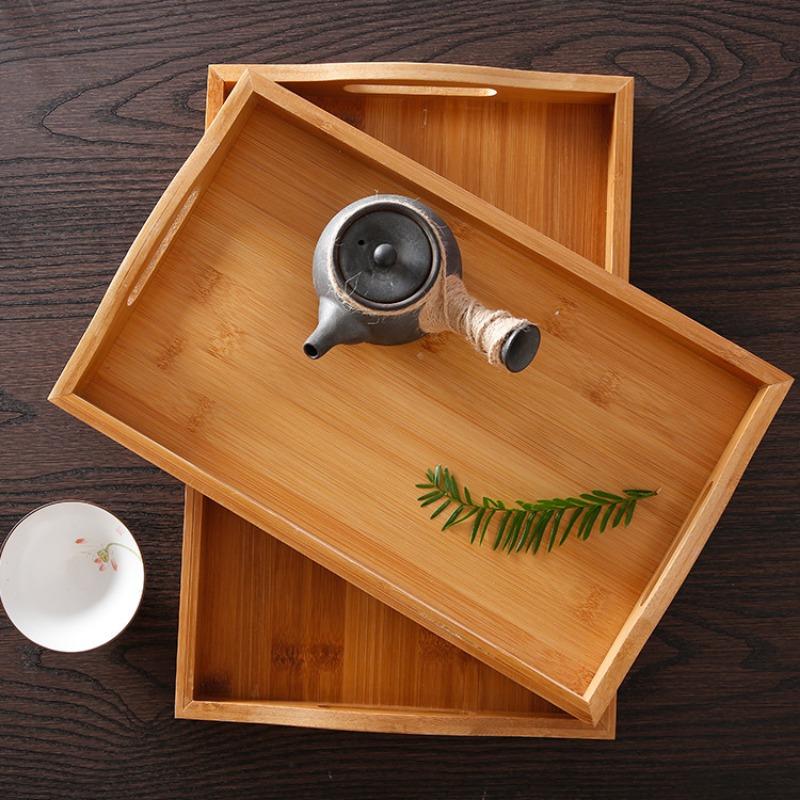 Wooden Round Serving Platter Tray Pizza Salad Plate Breakfast Food Fruits Bread Dessert Container Tea Mat Snacks Dish