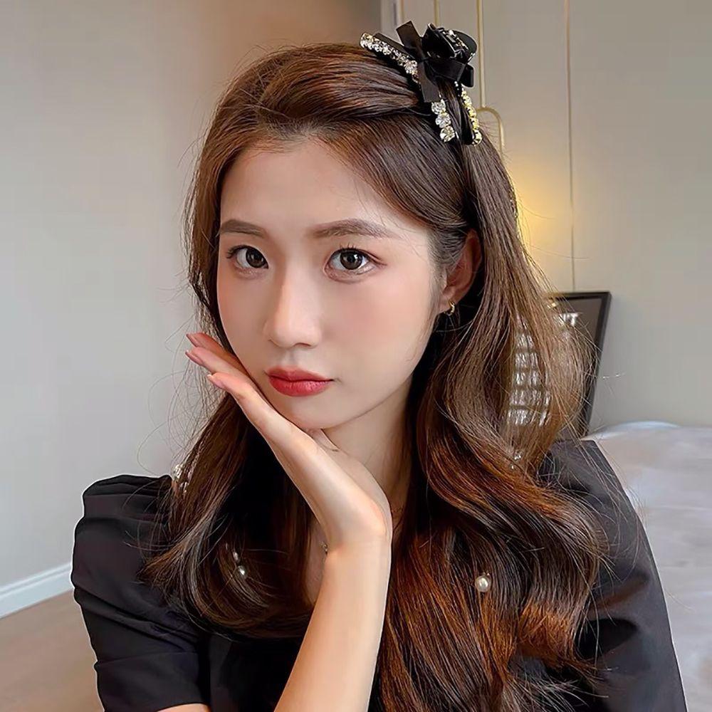 Pearl Rhinestone Headwear Korean Style Crab Clips Women Hair Clips Hair Accessories Bow Hair Claw