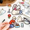 4/24 Sheets Kawaii PET Die Cut Cartoon Stickers DIY Scrapbook Stickers Creative Decorative Aesthetics Journal Supplies